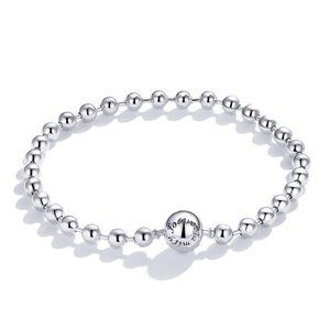 Sterling Silver Bead Bracelet, Barrel Clasp, 19 cm